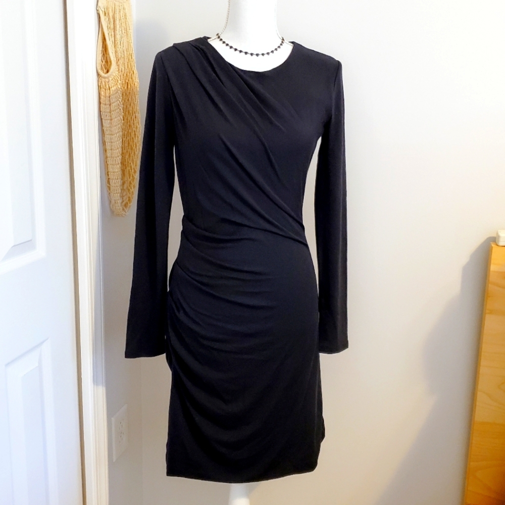 Banana Republic Factory Snitty Knot Midi Black Dress - LBD - Medium